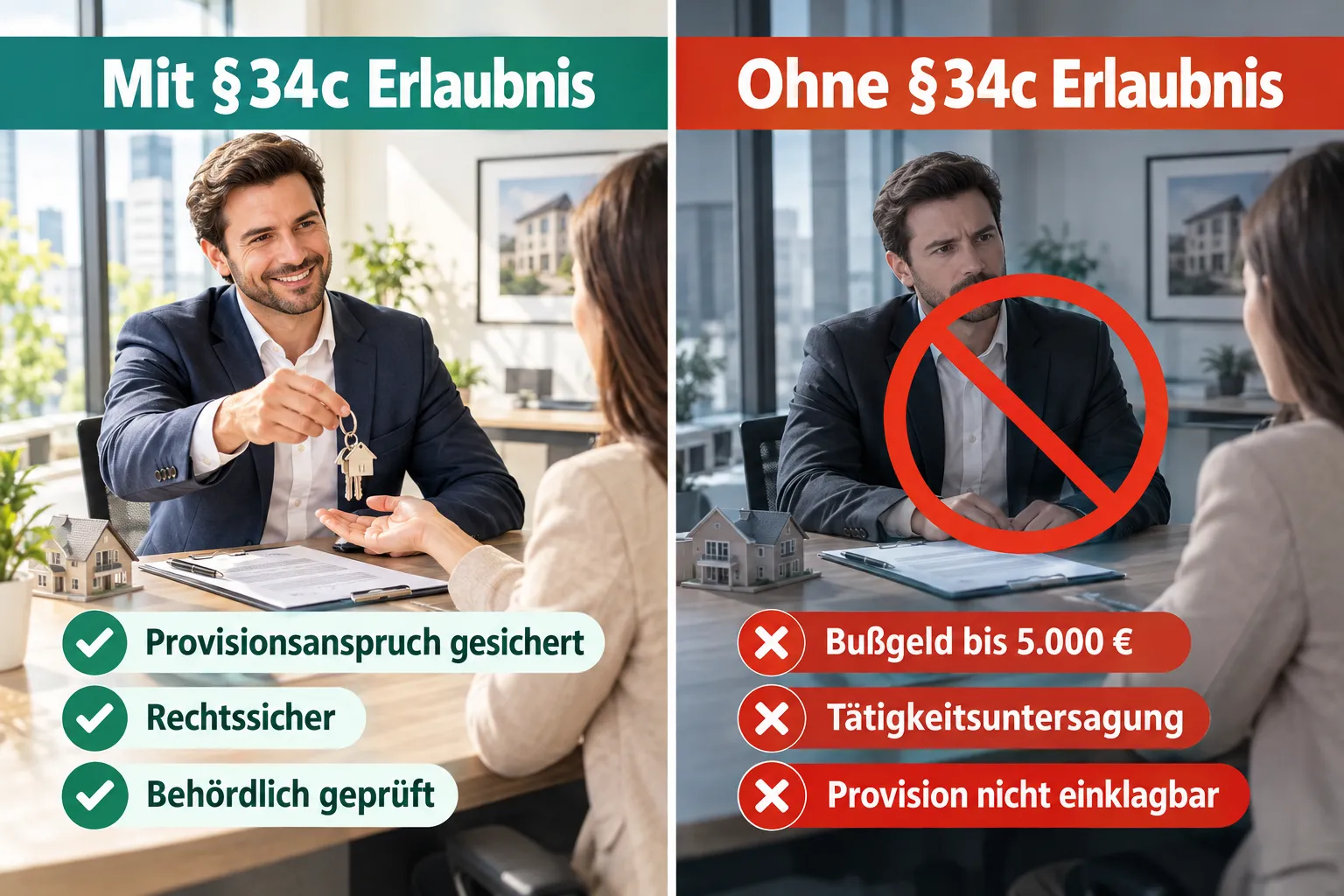 Immobilienmakler §34c Erlaubnis: Voraussetzungen, Registerprüfung und Folgen fehlender Genehmigung 2 Was passiert, wenn ich ohne §34c Erlaubnis als Makler arbeite?