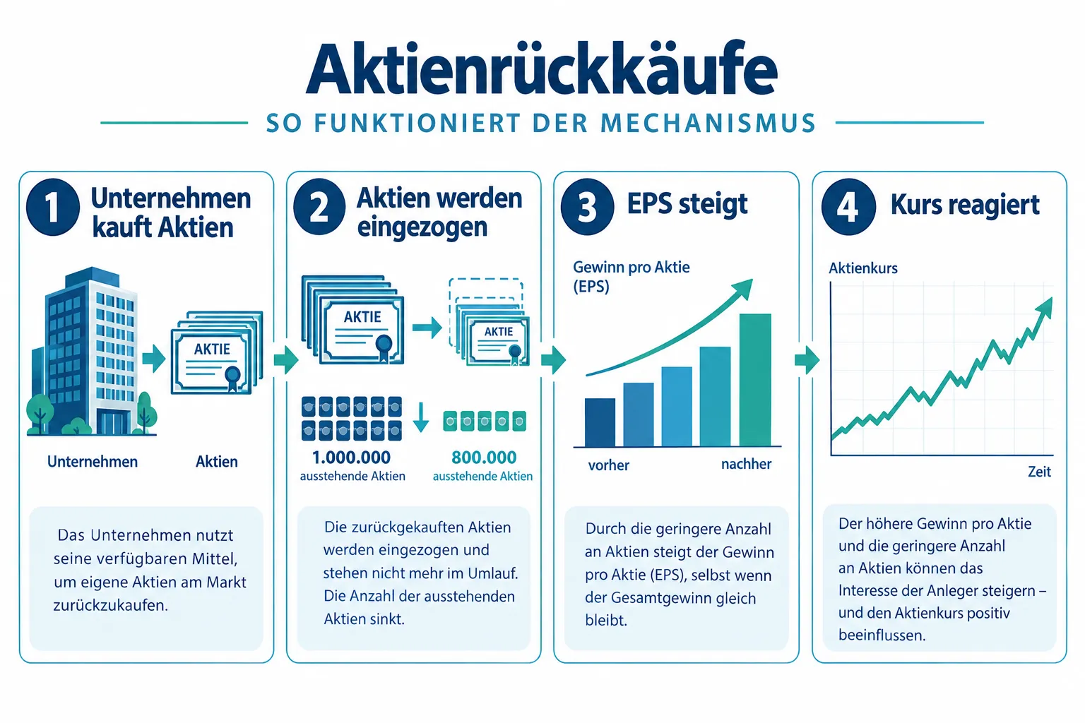 Aktienrückkäufe erklärt: Warum Unternehmen eigene Aktien kaufen und was Anleger prüfen sollten 1 Was sind Aktienrückkäufe und wie funktionieren sie