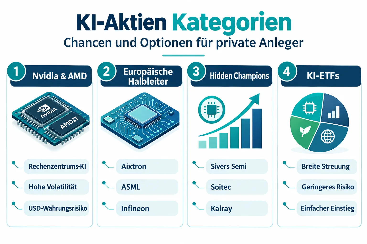 Top KI-Aktien 2024 für deutsche Privatanleger: Von Nvidia bis europäische Hidden Champions 1 Was sind die besten KI-Aktien 2024 für Anfänger?