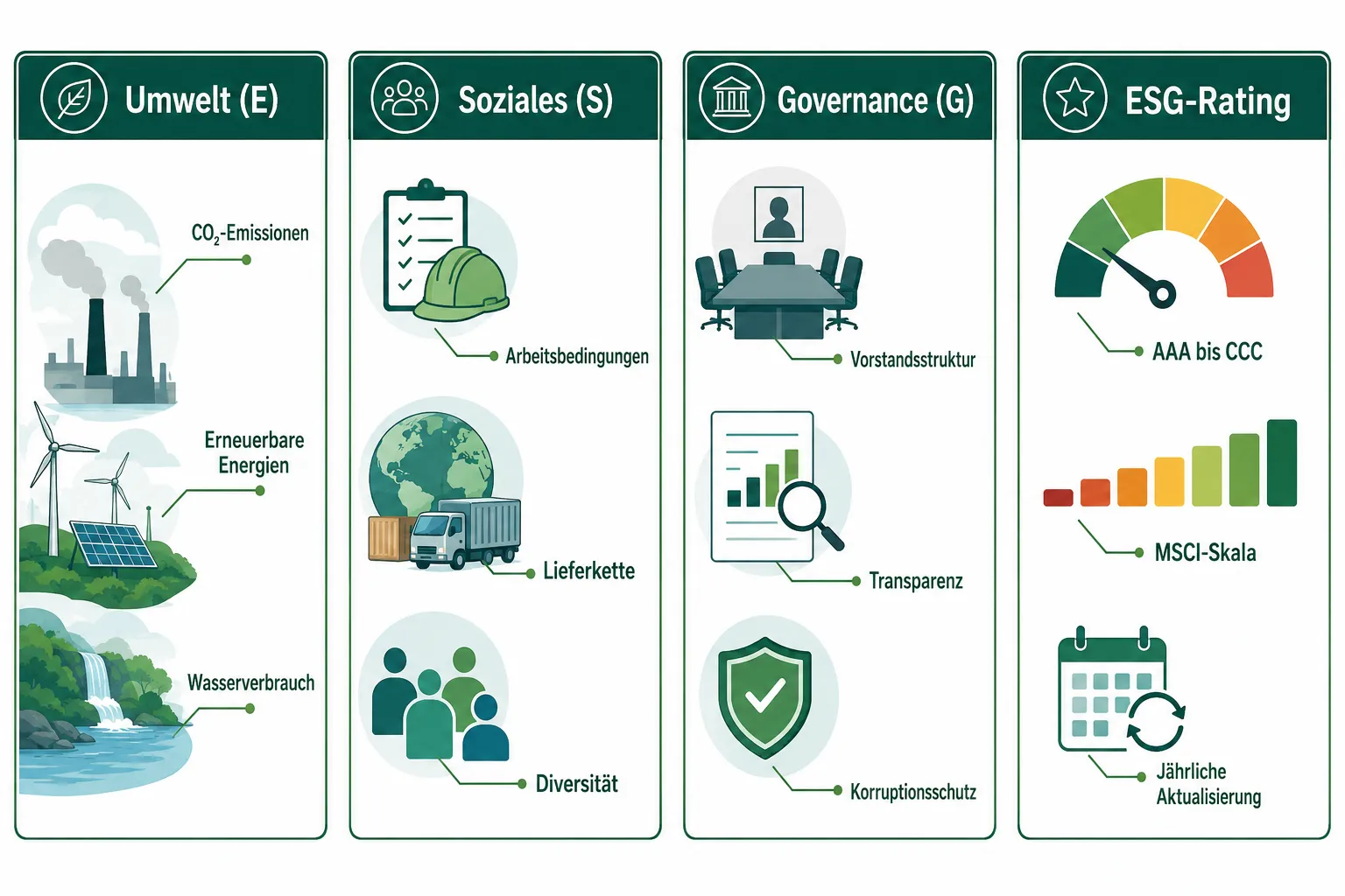 Nachhaltige Aktien und ESG-Investitionen: Wie du Klima, soziale Verantwortung und Rendite sinnvoll kombinierst 1 Was sind ESG-Kriterien und wie funktionieren sie bei Aktien?