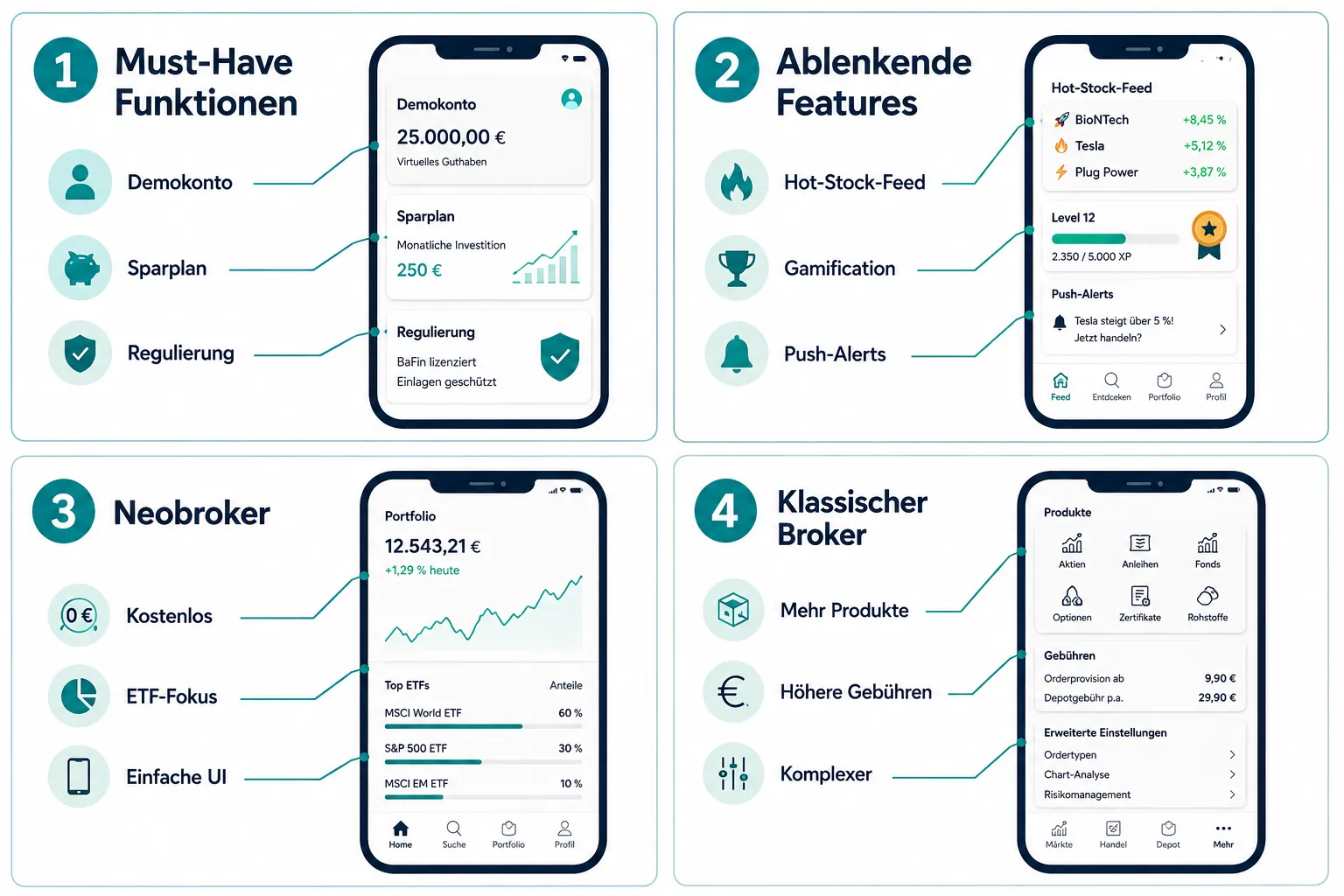 Aktien-App für Anfänger auswählen: Welche Funktionen du wirklich brauchst und welche dich nur ablenken 1 Welche Funktionen braucht man wirklich in einer Aktien-App