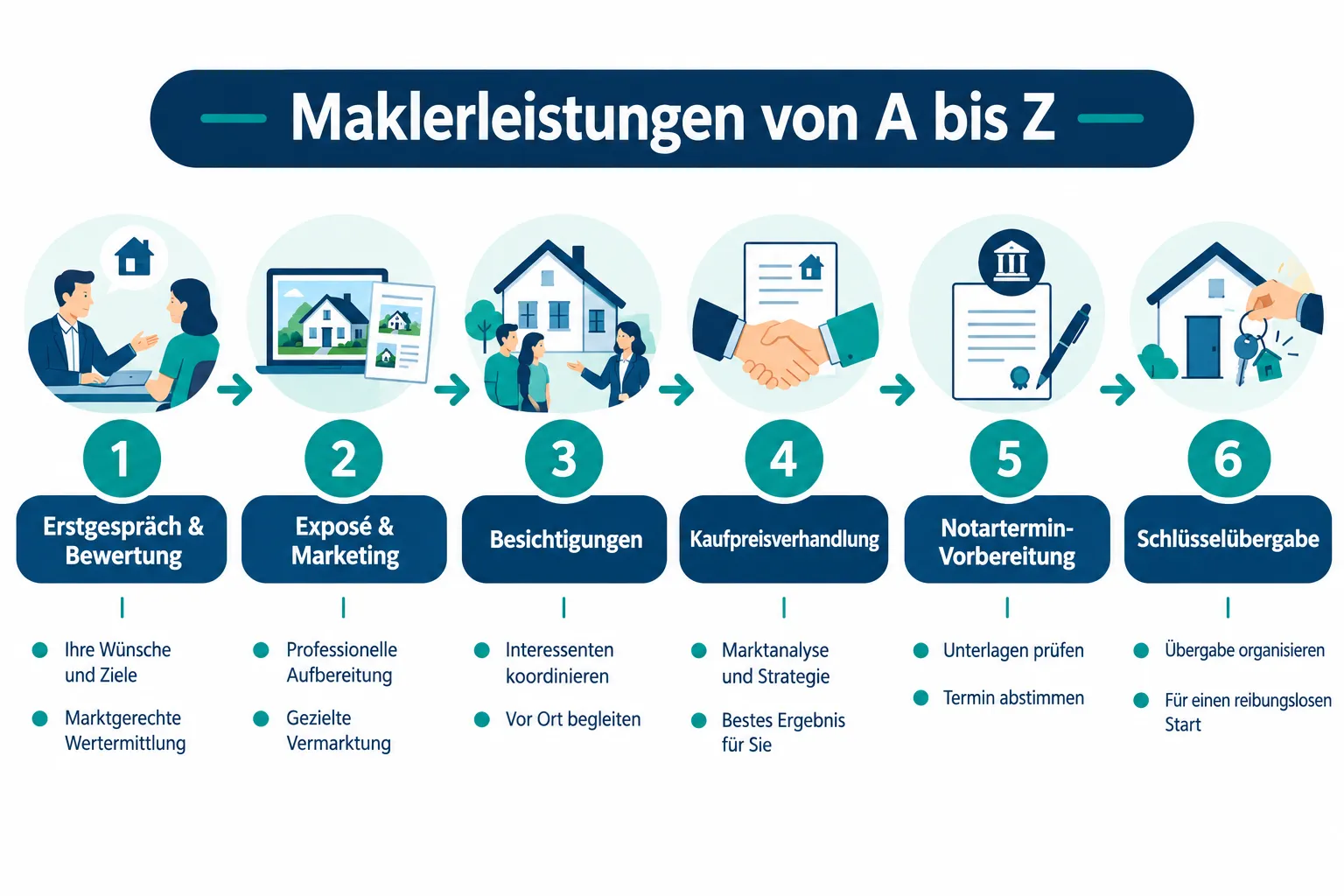 Immobilienmakler Kosten: Welche Leistungen im Honorar enthalten sein sollten 1 Welche Leistungen sollte ein Makler erbringen?