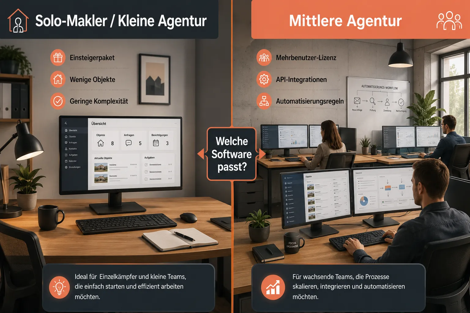 Digitale Maklersoftware im Vergleich: CRM, Objektverwaltung und Vermarktungstools für kleine und mittlere Agenturen 2 Welche Maklersoftware eignet sich für Solo-Makler?