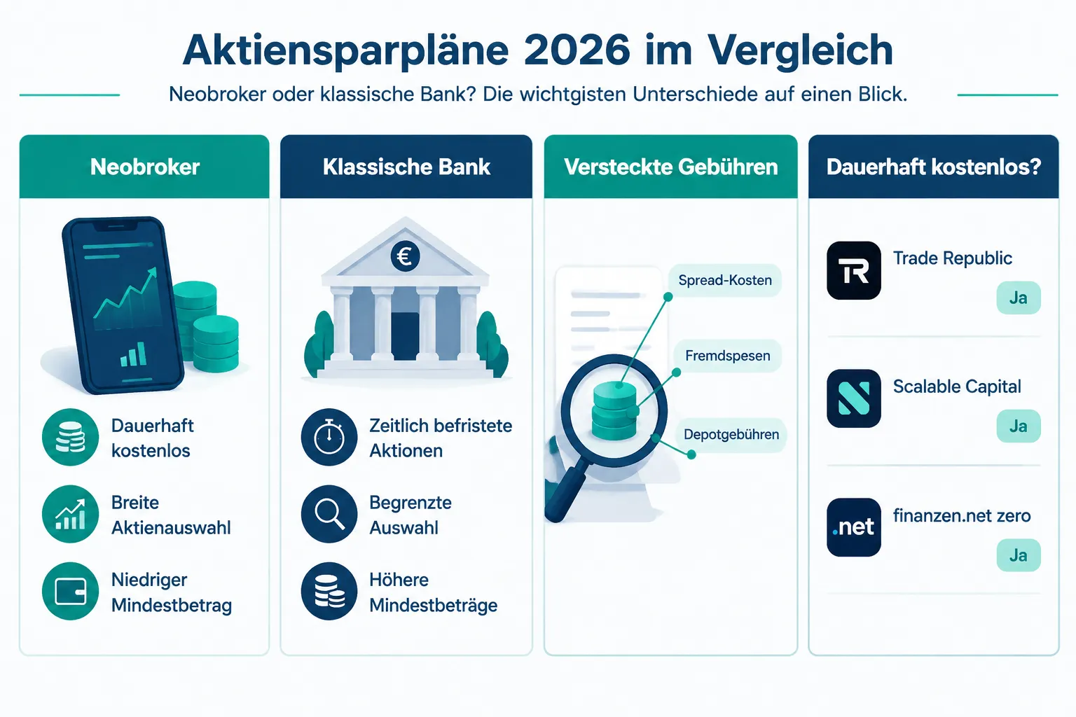 Online-Broker mit Gratis-Aktiensparplänen: Welche Anbieter 2026 wirklich dauerhaft kostenlos bleiben 1 Welche Online-Broker bieten 2026 kostenlose Aktiensparpläne an