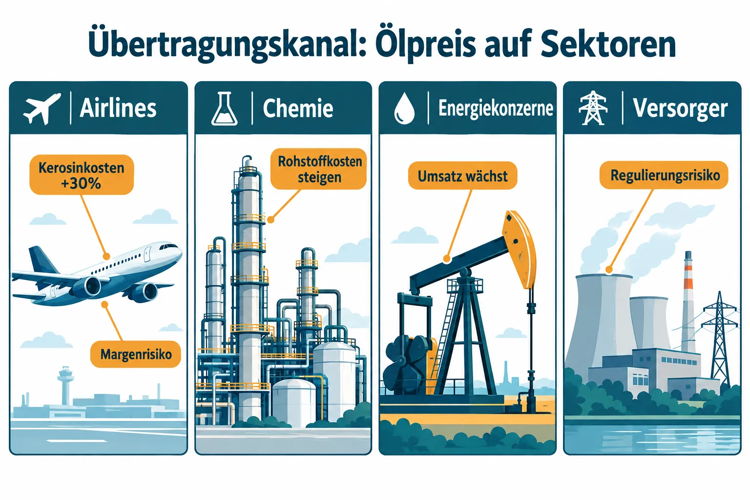 Ölpreise, Iran-Konflikt und Aktien 2026: Gewinner, Verlierer und Inflationsrisiken für Anleger 1 Welche Sektoren verlieren bei höheren Energiekosten?