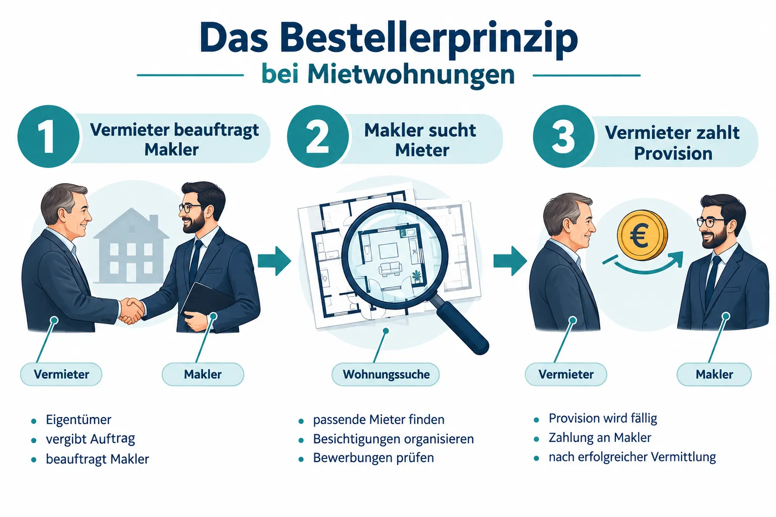 Maklerprovision bei Mietwohnungen: Bestellerprinzip, Ausnahmen und unzulässige Kosten 1 Wer zahlt die Maklergebühr beim Wohnungsmieten nach dem Bestellerprinzip?