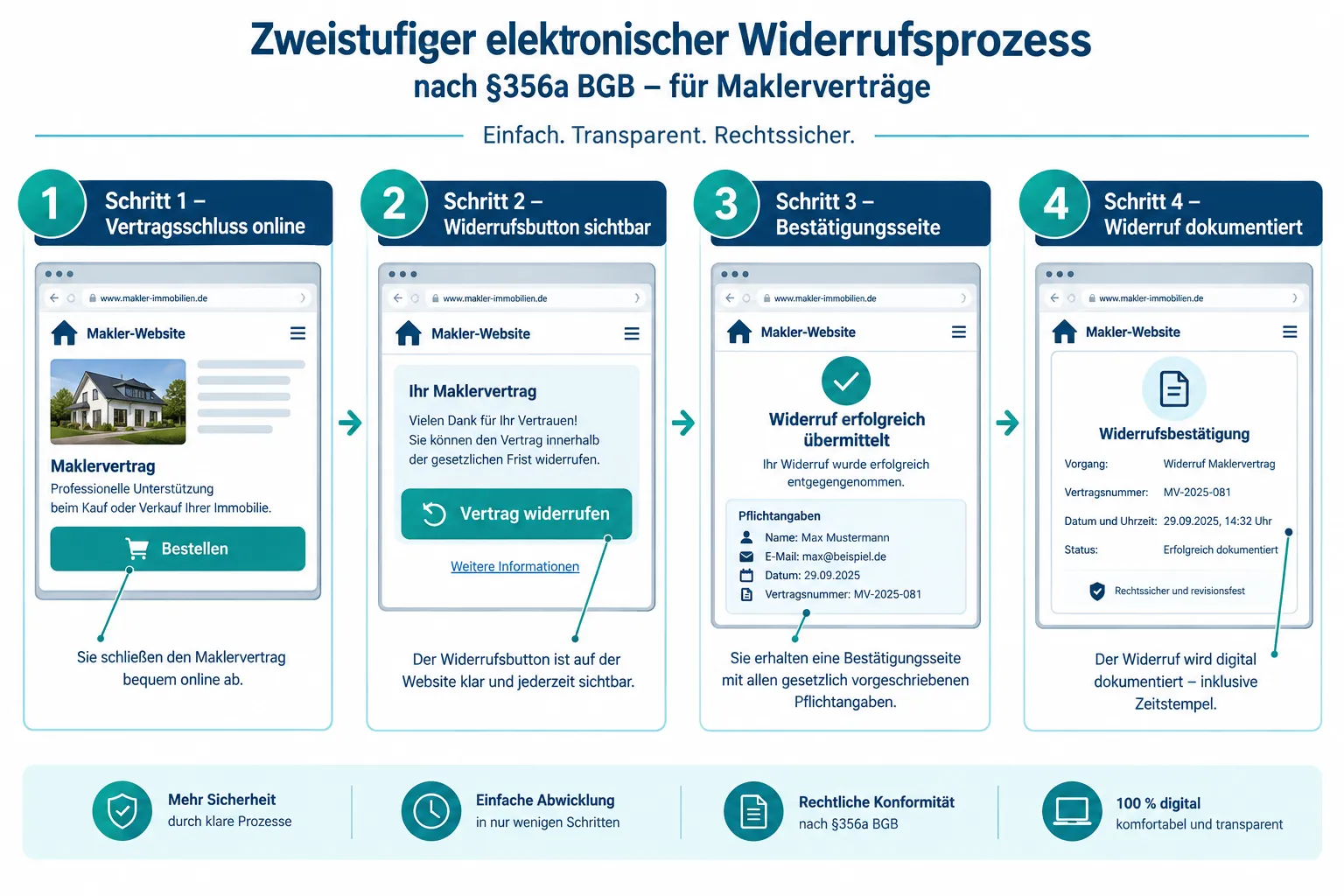 Widerrufsbutton beim Maklervertrag 2026: Neue Pflicht bei online geschlossenen Verträgen erklärt 1 Widerrufsbutton Maklervertrag 2026: Die neue Regelung im Überblick