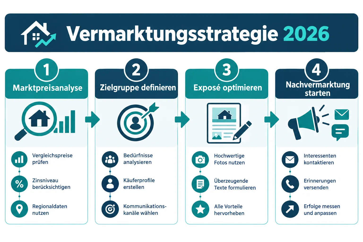 Wohnimmobilien verkaufen 2026: Längere Vermarktungszeiten und sinkende Nachfrage richtig managen 1 Wie preise ich meine Immobilie richtig bei sinkender Nachfrage?