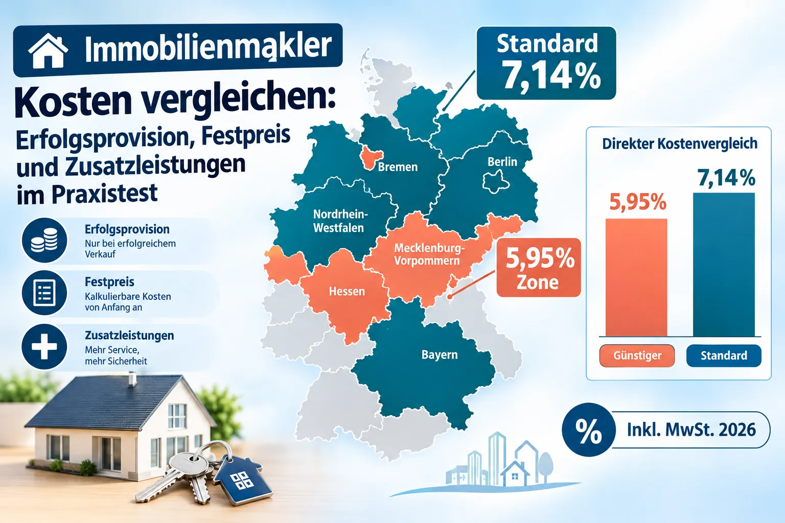 Immobilienmakler Kosten vergleichen: Erfolgsprovision, Festpreis und Zusatzleistungen im Praxistest 3 Zusatzleistungen beim Immobilienmakler: Was ist sinnvoll?